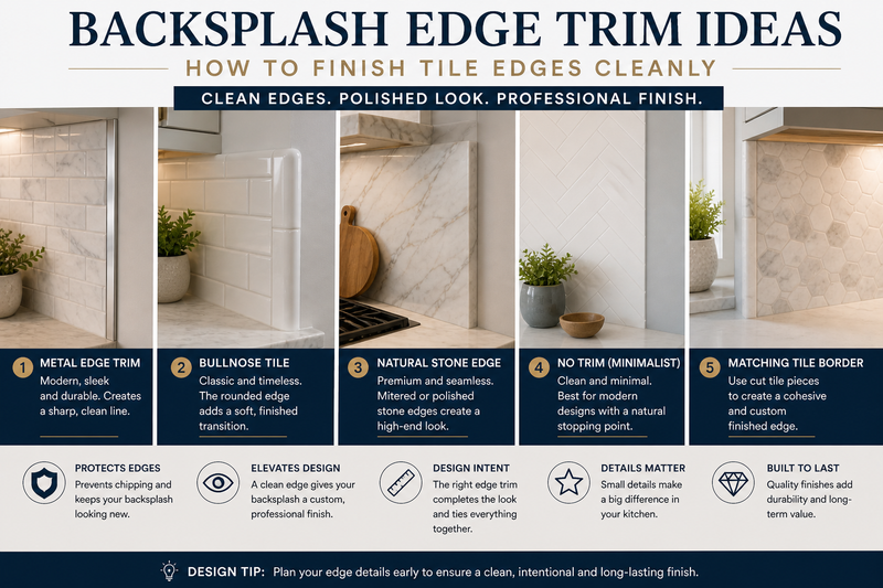 How to Finish Tile Edges with Backsplash Trim | stoneandtiledepot.com