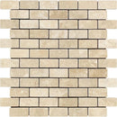 1x2 Tumbled Durango Travertine Brick Mosaic Tile.
