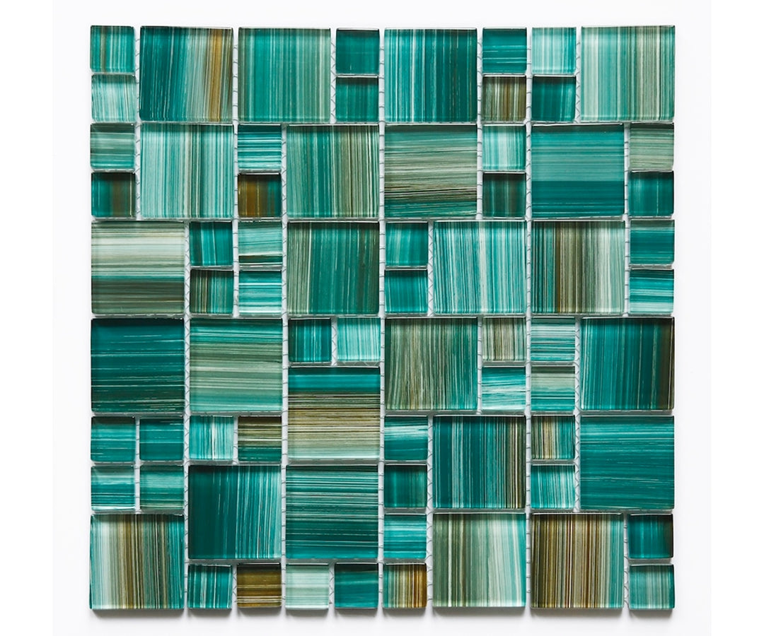Crystal Aqua Aba Emerald Green Multangular Glass Mosaic Tile ...