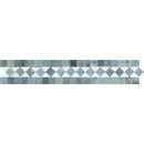 2x12 Honed Thassos White Marble BIAS Border w/ Blue-Gray Dots.