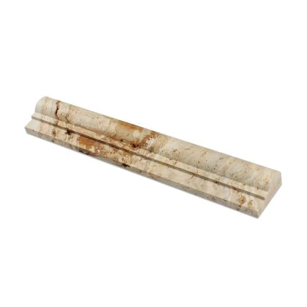 2x12 Honed Valencia Travertine Single-Step Chair Rail Trim.
