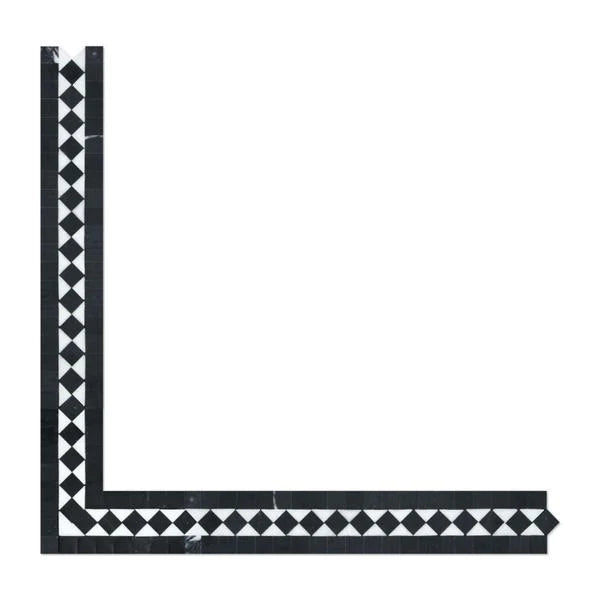 2x12 Polished Thassos White Marble BIAS Border w/ Black Dots.