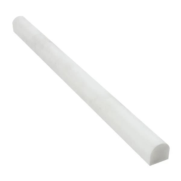 3/4x12 Polished Oriental White Marble Bullnose Liner.
