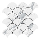 3 Statuario Marble Laguna Fan Shape ( Rain Drop ) Mosaic Tile.
