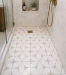 Petal Hex Beige & Dolomite Marble Waterjet Mosaic Tile