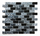 Crystal Aqua Metallic Blend Black Glass Mosaic Tile