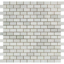 5/8x1 1/4 Honed Oriental White Marble Baby Brick Mosaic Tile.