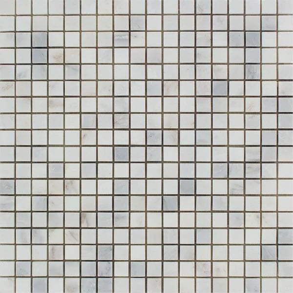5/8x5/8 Polished Oriental White Marble Mosaic Tile.