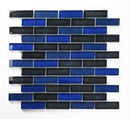 Crystal Aqua Blueberry 1X3 Glass Mosaic Tile