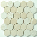 Coastal 2x2 Hexagon Mixed Surfaces Marble Mosaic Tile - stoneandtiledepot.com