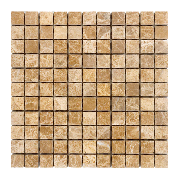 Emperador Light  Marble 1x1 Honed Mosaic Tile - stoneandtiledepot.com