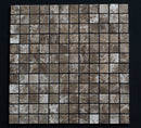Emperador Dark Spanish Marble 1x1 Polished Mosaic Tile