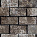 Emperador Dark Spanish Marble 1x2 Polished Mosaic Tile