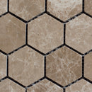 Emperador Light Marble 2x2 Hexagon Polished Mosaic Tile
