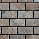 Gold Travertine 1x2 Tumbled Mosaic Tile