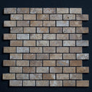 Gold Travertine 1x2 Tumbled Mosaic Tile