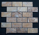 Gold Travertine 2x4 Tumbled Mosaic Tile