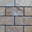 Gold Travertine 2x4 Tumbled Mosaic Tile