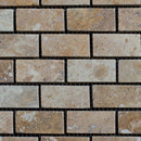 Gold Travertine 1x2 Honed and Filled Mosaic Tile