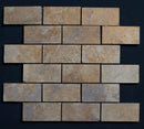 Gold Travertine 2x4 Honed and Filled Mosaic Tile