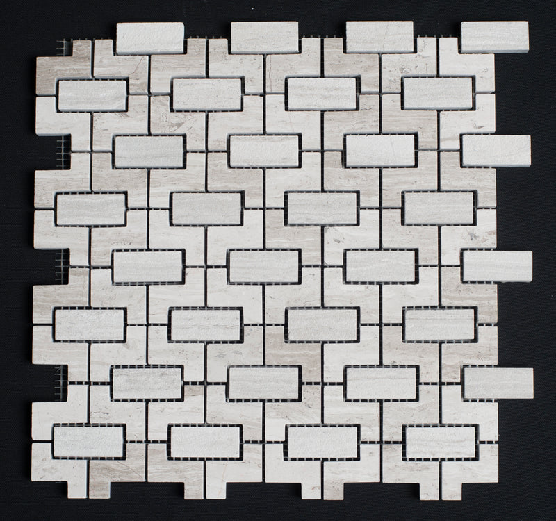 Haisa Light Vienna Pattern Honed and Blasted Mosaic Tile