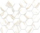 Hexa Mega Calacatta Look Gold Matte Glass Mosaic Tile
