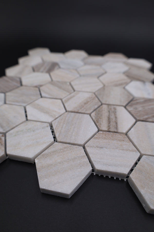 Palisandro Marble 2x2 Hexagon Mosaic Tile - stoneandtiledepot.com