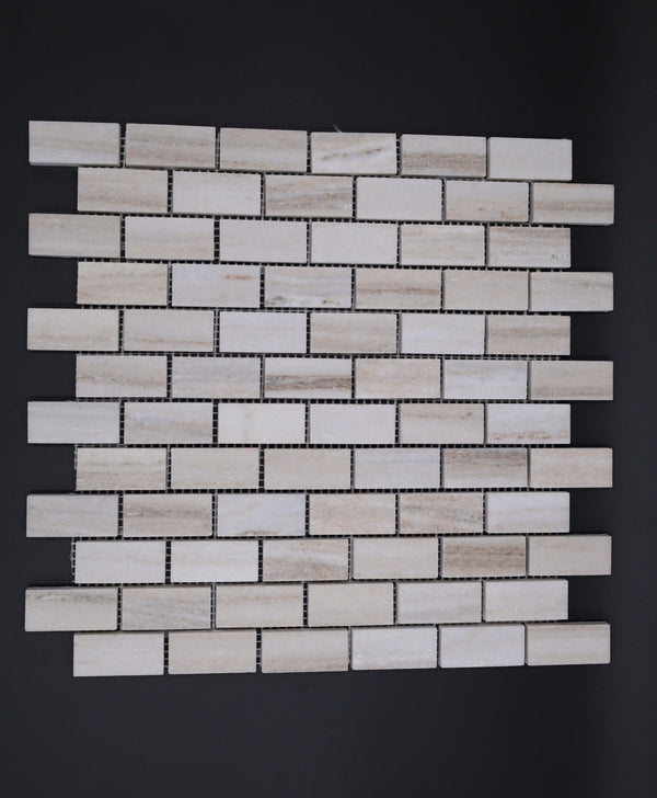 Palisandro Marble 1x2 Stacked Brick Mosaic Tile - stoneandtiledepot.com