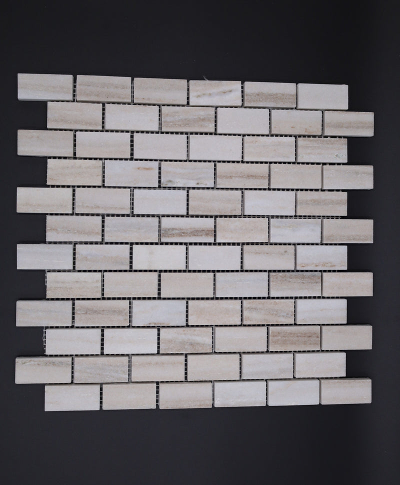 Palisandro Marble 1x2 Stacked Brick Mosaic Tile - stoneandtiledepot.com