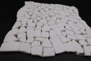 Thassos White Marble Flat Pebble Broken Random Mosaic Tile - stoneandtiledepot.com