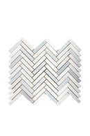 Azul White Herringbone Marble Mosaic Tile