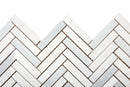 Azul White Herringbone Marble Mosaic Tile