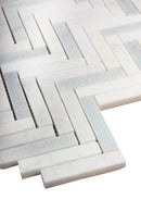 Azul White Herringbone Marble Mosaic Tile