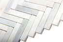 Azul White Herringbone Marble Mosaic Tile