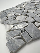 Bardiglio Marble Flat Pebble Broken Random Mosaic Tile - stoneandtiledepot.com