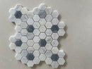 Crystal White & Opaque Grey Honed Hexagon Mosaic Tile