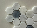 Crystal White & Opaque Grey Honed Hexagon Mosaic Tile