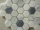 Crystal White & Opaque Grey Honed Hexagon Mosaic Tile