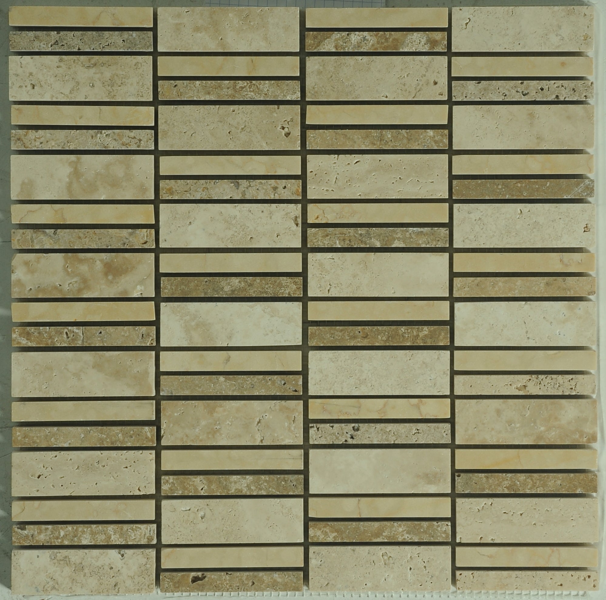 Castaway Linear Mosaic Travertine Honed Mosaic Tile | stoneandtiledepot.com