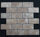 Noce Travertine 2x4 Tumbled Mosaic Tile