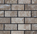 Lunarstone Noce Travertine 1x2 Honed and Filled Mosaic Tile