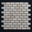 Ivory Travertine 1x2 Honed and Filled Mosaic Tile