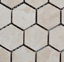 Ivory Travertine 2x2 Hexagon Honed Mosaic Tile