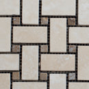 Ivory Travertine Basketweave Honed and Filled Mosaic Tile