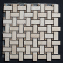 Ivory Travertine Basketweave Honed and Filled Mosaic Tile