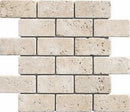 Ivory Travertine 2x4 Tumbled Mosaic Tile