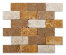 Mixed Travertine 2x4 Split Face Mosaic Tile - stoneandtiledepot.com