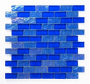 Crystal Aqua Osaka Deep Blue 1x2 Glass Mosaic Tile