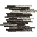 Stack of black and silver patterned tiles on a white background