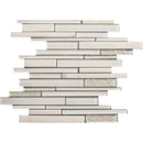 Mosaic tile pattern with horizontal and vertical strips on a white background